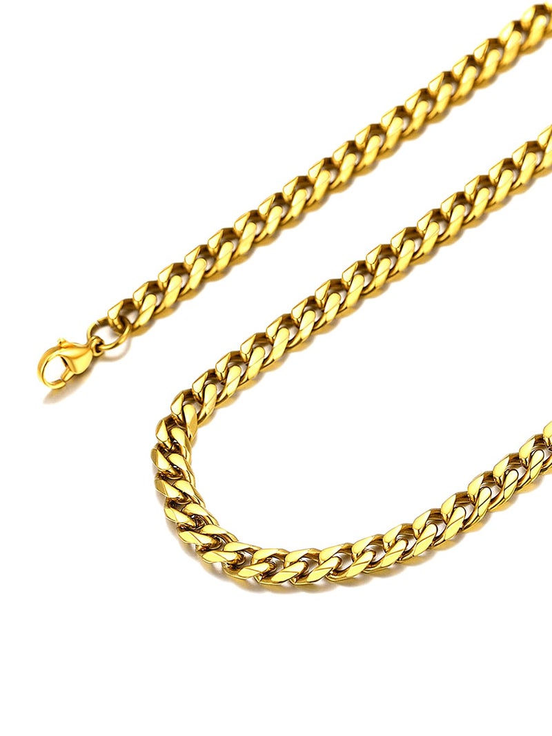 Suplight 6mm 316L Stainless Steel Miami Cuban Chains Necklaces Hip Hop Punk Jewelry 18K Gold Plated Curb Cuban Link Chain Necklace for Men & Women 20 inches - Image 1